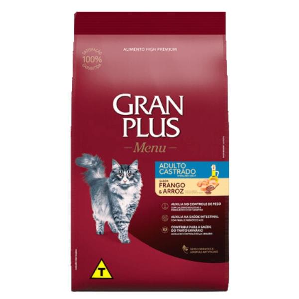 Imagem de Ração GranPlus Menu para Gatos Adultos Castrados Sabor Frango e Arroz 10,1kg