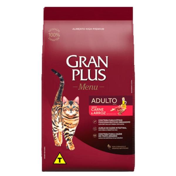 Imagem de Ração GranPlus Menu para Gatos Adultos Sabor Carne e Arroz 10,1kg