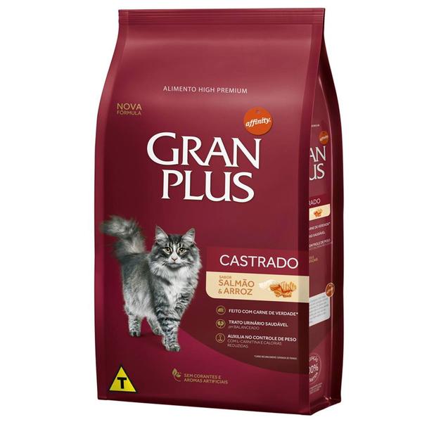 Imagem de Ração Guabi Gran Plus Salmão e Arroz para Gatos Castrados Adultos