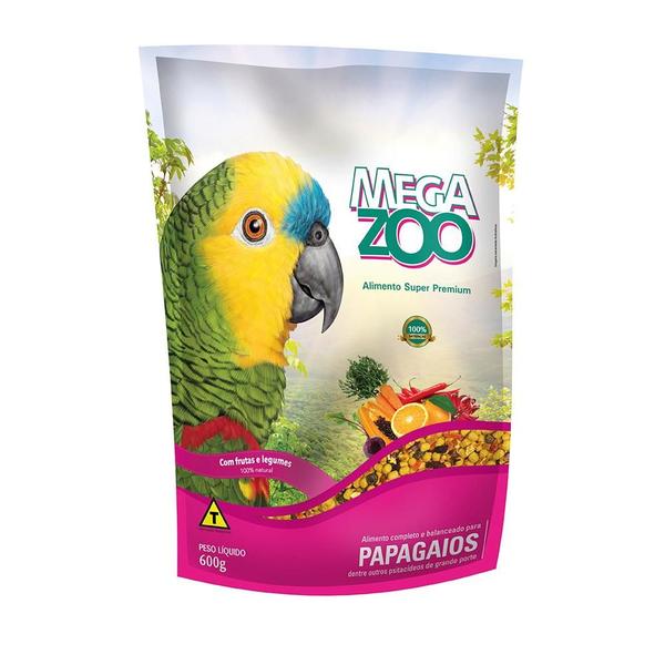 Ração Megazoo para Papagaio com Frutas e Legumes - 600 g Imagem de Ração Megazoo para Papagaio com Frutas e Legumes - 600 g