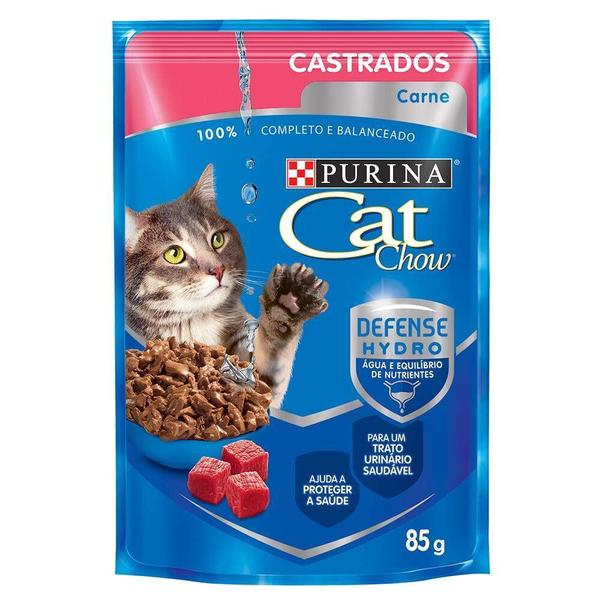 Imagem de Ração Nestlé Purina Cat Chow Castrados Sachê Carne ao Molho - 1 unidade