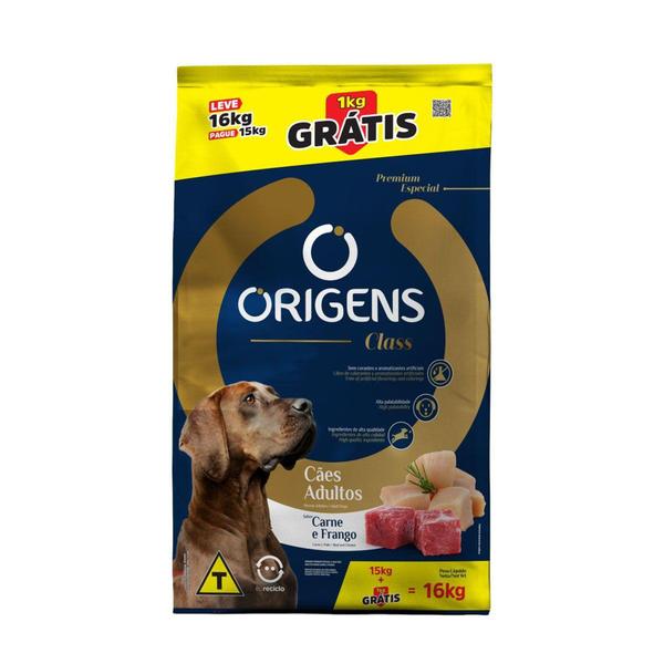 Imagem de Ração Origens Class Cães Adultos Carne e Frango 16kg