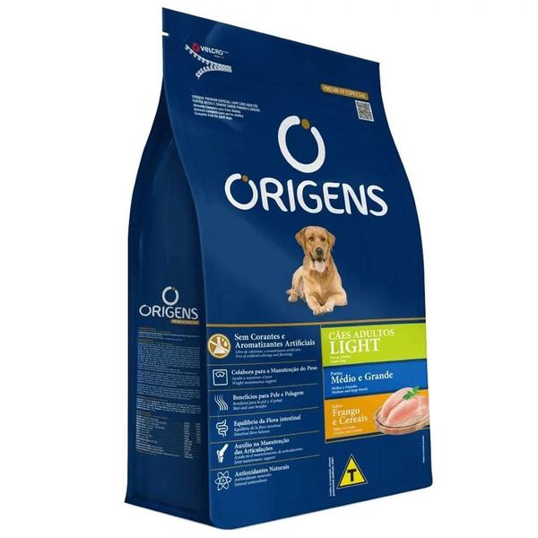 Ração Origens Light Cães Raças Medias E Grandes Frango 15 Kg Imagem de Ração Origens Light Cães Raças Medias E Grandes Frango 15 Kg