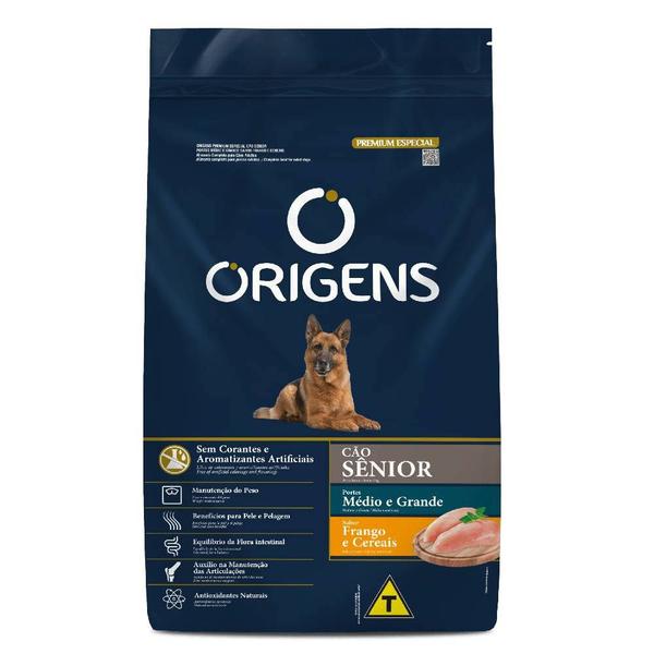 Imagem de Ração Origens Premium Especial para Cães Sênior Raças Médias e Grandes Sabor Frango e Cereais 15kg