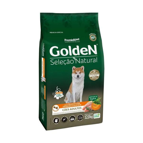 Imagem de Ração Para Cães Adultos Frango e Abóbora 12Kg - Golden Seleção Natural