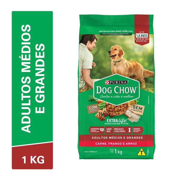 Imagem de Ração para Cães Dog Chow Extra Life Adultos Médios e Grandes 1kg