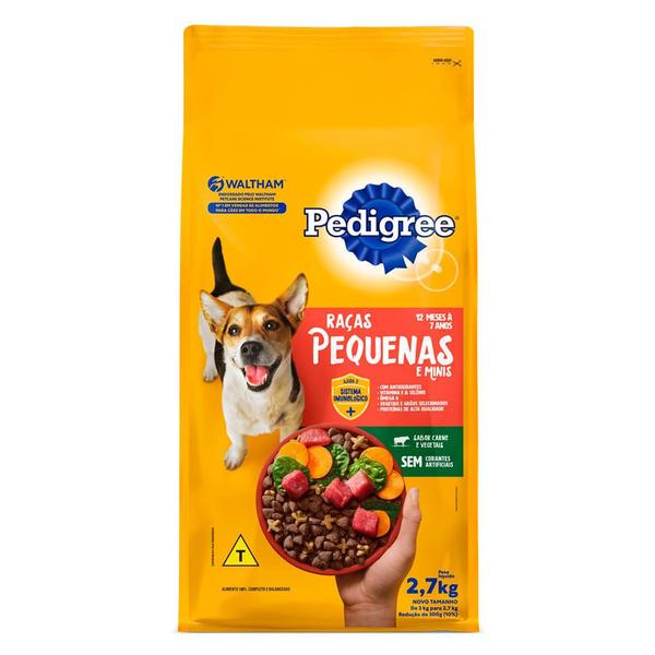 Imagem de Ração para Cães Pedigree Adultos Raças Pequenas e Minis Sabor Carne e Vegetais 2,7kg