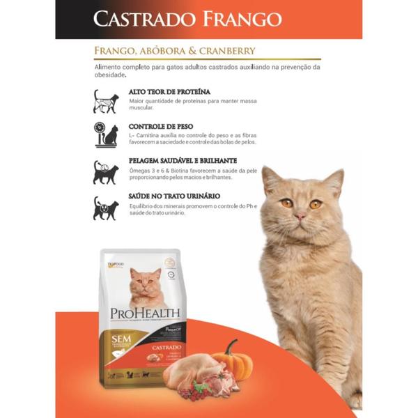 Imagem de Ração Para Gato Pro Health Cat Adulto Castrado Frango 5KG