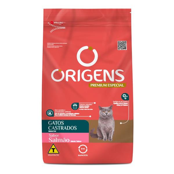 Imagem de Ração para Gatos Castrados Origens Premium Especial Sabor Salmão 3Kg