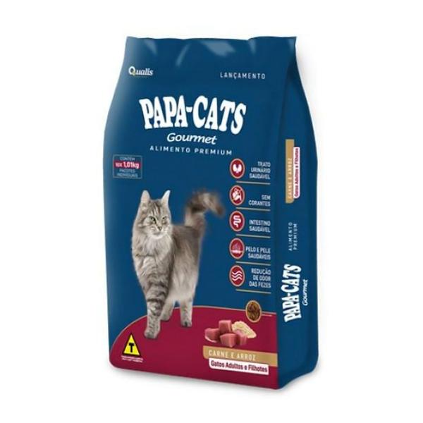 Imagem de Ração para Gatos Papa-Cats Gourmet Carne e Arroz Adultos e Filhotes 1kg