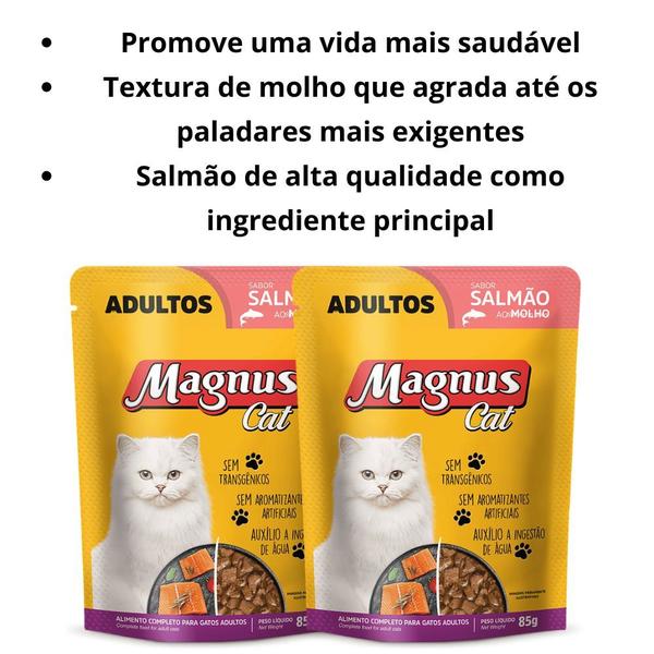 Imagem de Ração para Gatos Sachê 85g Magnus Cat Sabor Salmão ao Molho