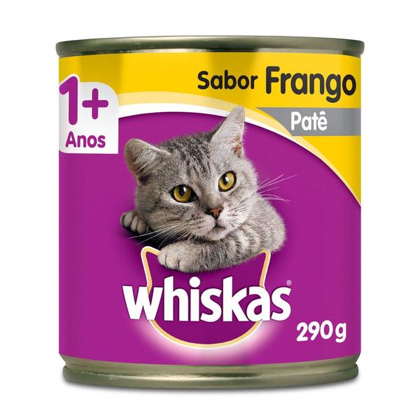 Imagem de Ração para Gatos Whiskas Adulto 1+ Anos Patê Sabor Frango Lata 290g