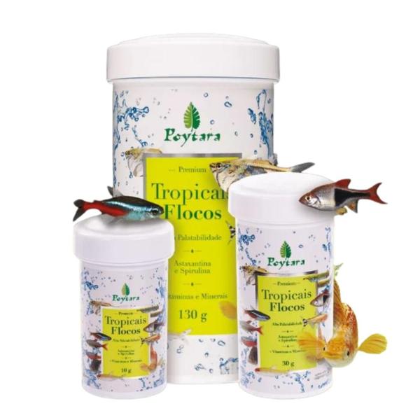 Imagem de Ração para Peixes Poytara Tropicais Flocos 10GR