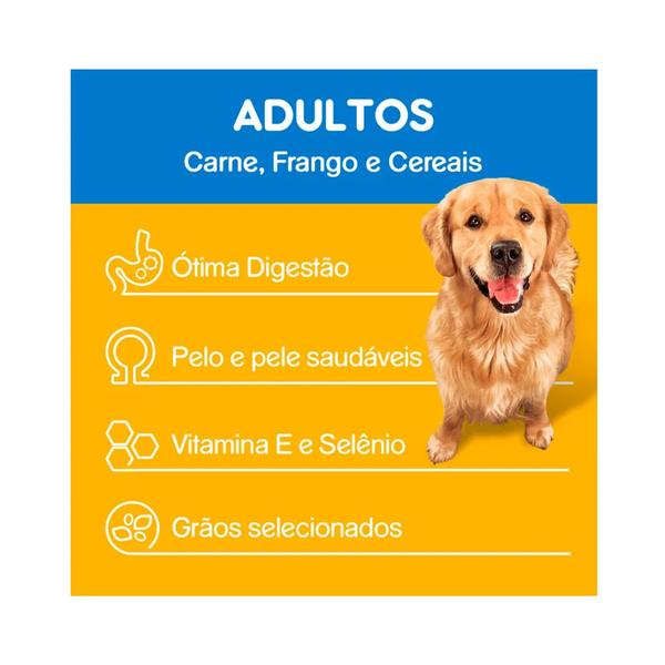 Imagem de Ração Pedigree para Cães Adultos de Porte Médio e Grande Sabor Carne, Frango e Cereais