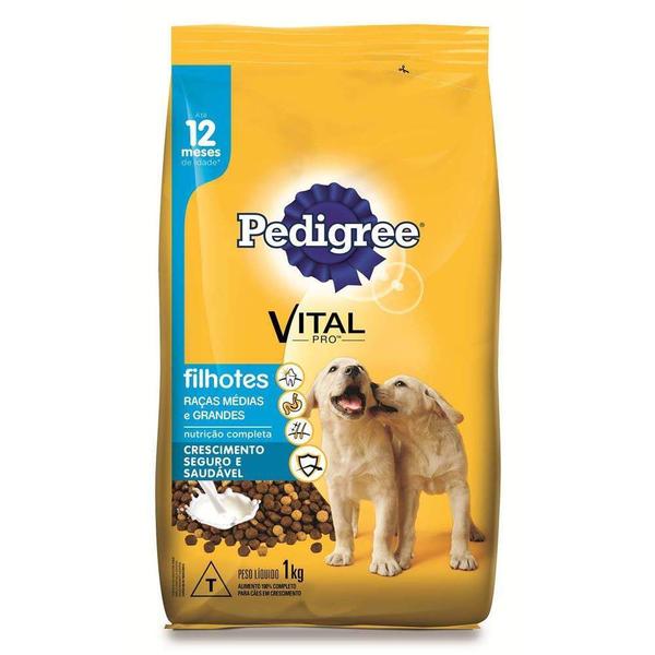 Imagem de Ração Pedigree para Cães Filhotes de Porte Médio e Grande Sabor Carne, Frango e Cereais - 900g