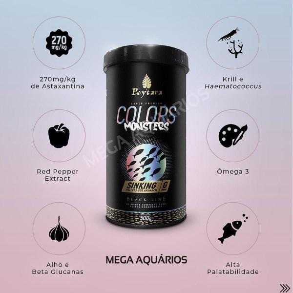 Imagem de Ração Peixe Grande Poytara Colors Monsters Sinking G 500G