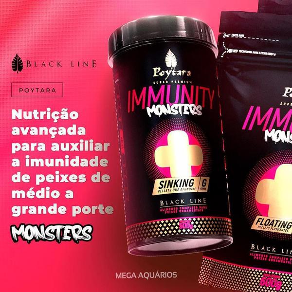 Imagem de Ração Peixe Grande Poytara Immunity Monsters Sinking G 1Kg