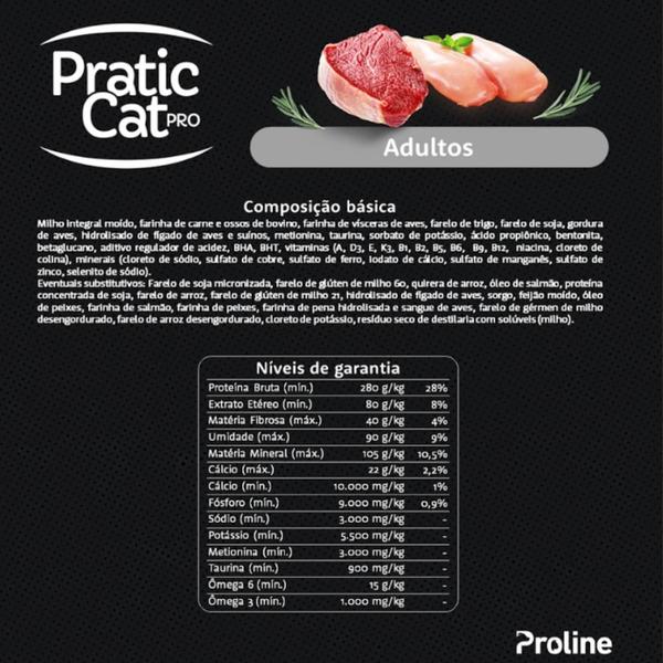 Imagem de Ração Pratic Cat Gatos Adulto Frango e Carne 10,1kg