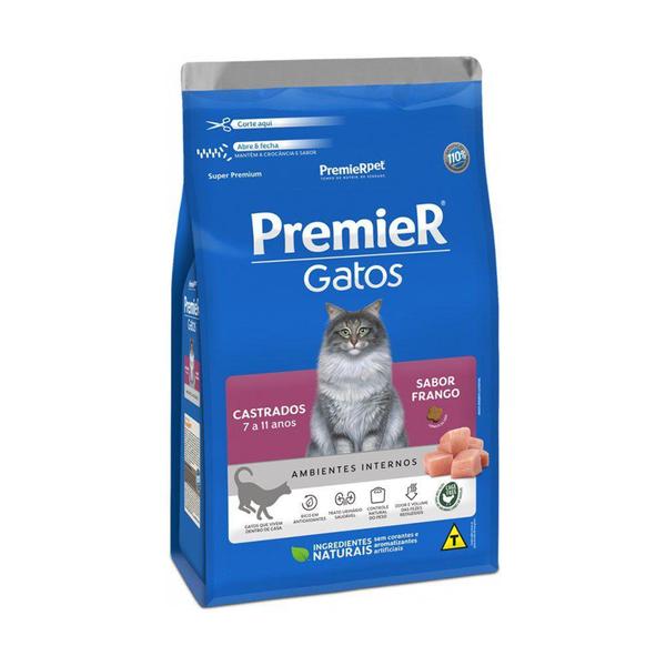 Ração Premier Ambientes Internos Gatos Adultos Castrados de 7 a 12 Anos Sabor Frango - PremieR Pet Imagem de Ração Premier Ambientes Internos Gatos Adultos Castrados de 7 a 12 Anos Sabor Frango - PremieR Pet