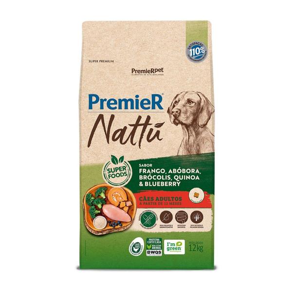 Imagem de Ração Premier Nattu Cães Adultos sabor Frango e Abóbora 12 Kg