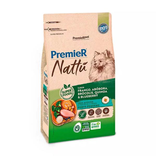 Ração Premier Nattu para Cães Adultos de Porte Pequeno Sabor Frango e Abobora 1 kg Imagem de Ração Premier Nattu para Cães Adultos de Porte Pequeno Sabor Frango e Abobora 1 kg