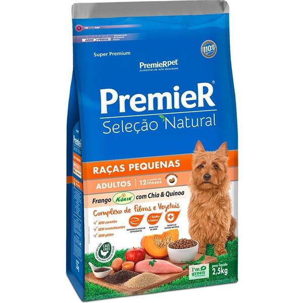 Imagem de Ração Premier Pet Seleção Natural Frango Korin com Chia & Quinoa Cães Adultos Raças Pequenas - 2,5 Kg