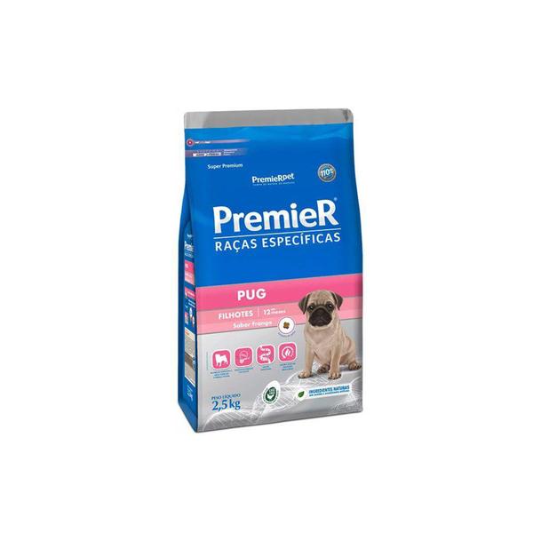 Imagem de Ração Premier Raças Específicas para Cachorro Pug Filhotes Sabor Frango 2,5kg - PremieR Pet