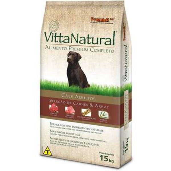 Imagem de Ração Premier Vitta Natural Cães Adultos Carne e Arroz - 15 Kg