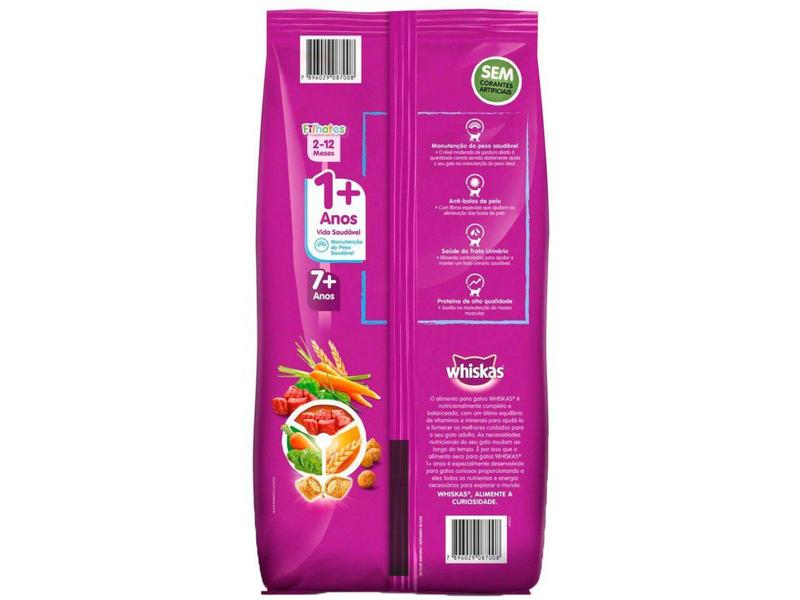 Ração Premium para Gato Castrado Whiskas Adulto - Carne 3kg Imagem de Ração Premium para Gato Castrado Whiskas Adulto - Carne 3kg