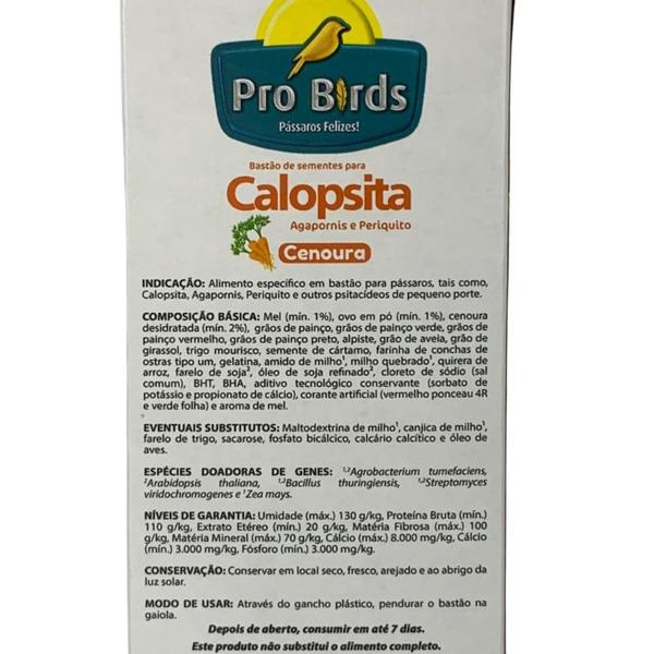 Imagem de Ração Probirds Calopsita Periquito Bastão Cenoura 100GR