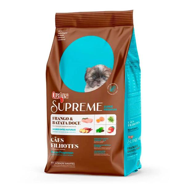 Ração Quatree Supreme Cães Filhotes Raças Pequenas Frango e Batata Doce - 3kg Imagem de Ração Quatree Supreme Cães Filhotes Raças Pequenas Frango e Batata Doce - 3kg