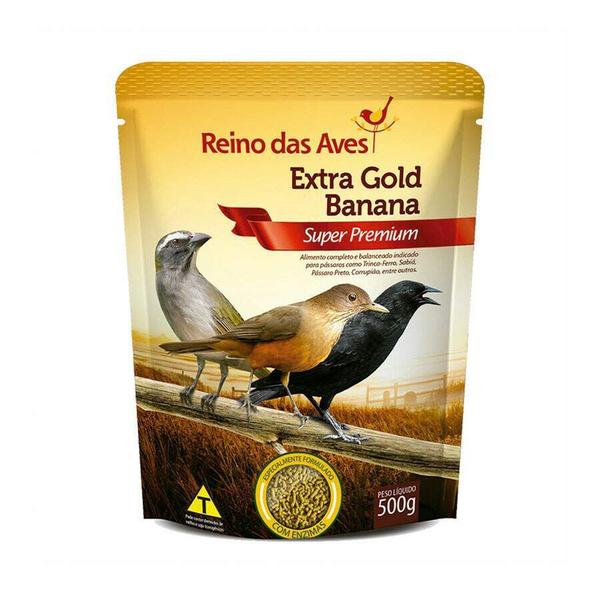 Imagem de Ração Reino das Aves Extra Gold Banana para Pássaros - 500g