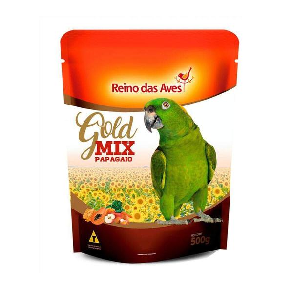 Imagem de Ração Reino das Aves Gold Mix Papagaio para Pássaros - 500g