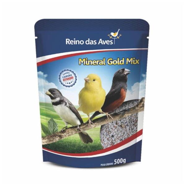 Imagem de Ração Reino das Aves Mineral Gold Mix para Pássaros de Pequeno e Médio Porte 500g