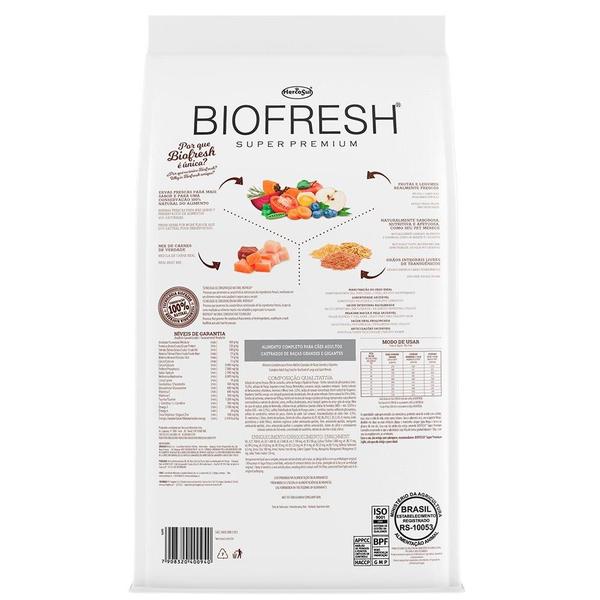 Imagem de Ração Seca Biofresh Mix de Carne, Frutas, Legumes e Ervas Frescas Cães Castrados de Raças Grandes e Gigantes - 15 Kg