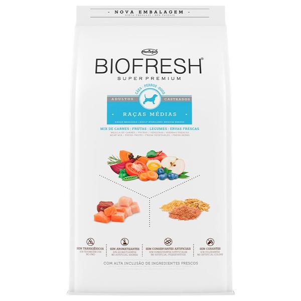 Imagem de Ração Seca Biofresh Mix de Carne, Frutas, Legumes e Ervas Frescas Cães Castrados de Raças Médias - 3 Kg