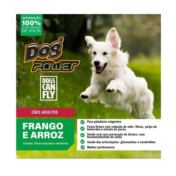 Imagem de Ração Seca Dog Power Dogs Can Fly Frango e Arroz para Cães Adultos - 15 Kg