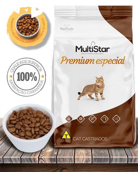 Imagem de Ração Seca Multi Star Cat Premium Especial Sabor Salmão para Gatos Adultos Castrados - 10,1Kg