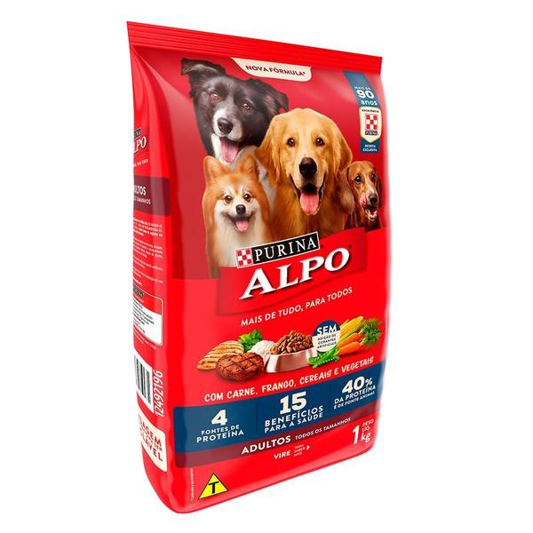 Imagem de Ração Seca Nestlé Purina Alpo Carne, Frango, Cereais e Vegetais para Cães Adultos - 1 Kg