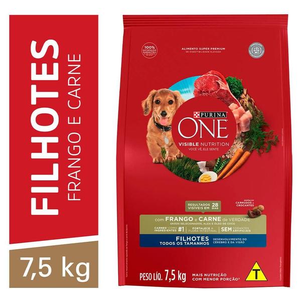 Imagem de Ração Seca Nestlé Purina One Frango e Carne para Cães Filhotes - 7,5 Kg