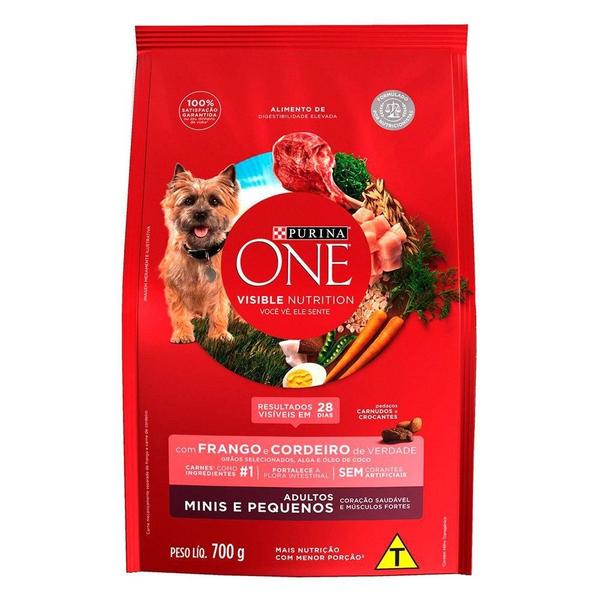 Imagem de Ração Seca Nestlé Purina One Frango e Cordeiro para Cães Adultos Raças Minis e Pequenas - 700 g