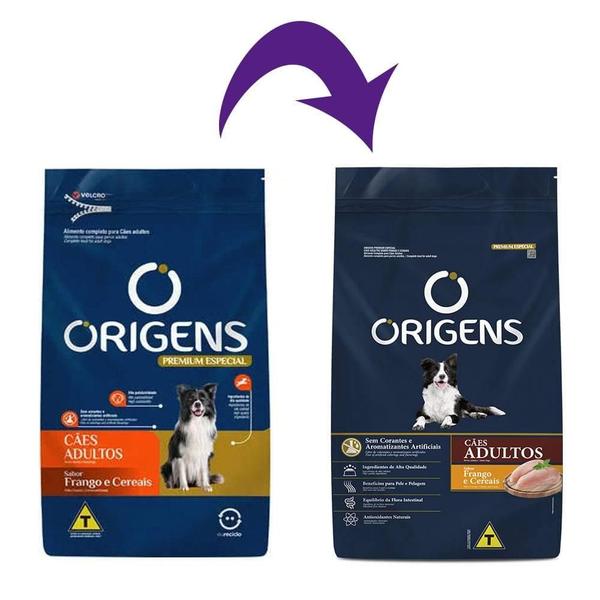 Imagem de Ração Seca Origens Premium Especial Frango e Cereais Cães Adultos - 3 Kg