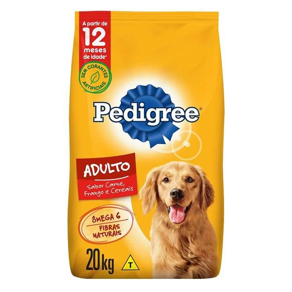 Imagem de Ração Seca Pedigree Carne, Frango e Cereais para Cães Adultos Raças Médias e Grandes - 20 Kg