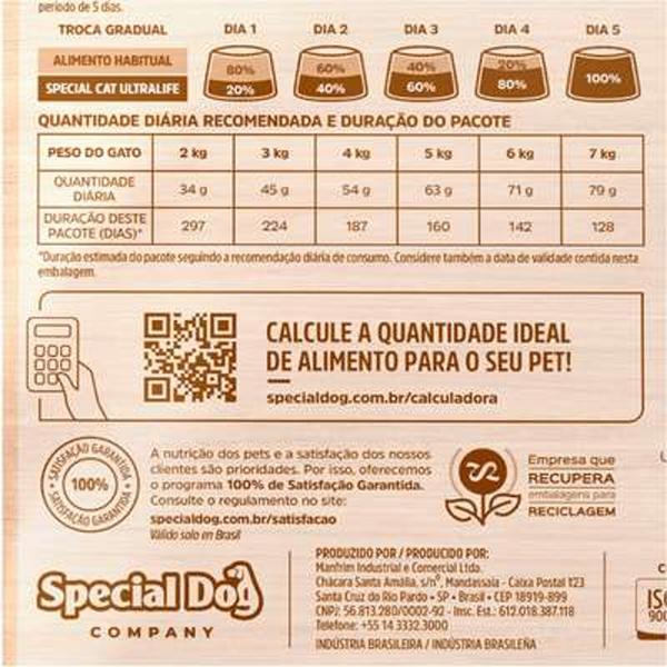 Imagem de Ração Seca Special Cat Ultralife Frango e Arroz para Gatos Adultos10KG - PREMIUM ESPECIAL