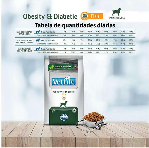 Imagem de Ração Seca Vet Life Natural Obesity e Diabetic Fish para Cães Adultos Obesos e/ou com Diabetes Mellitus - 10,1Kg