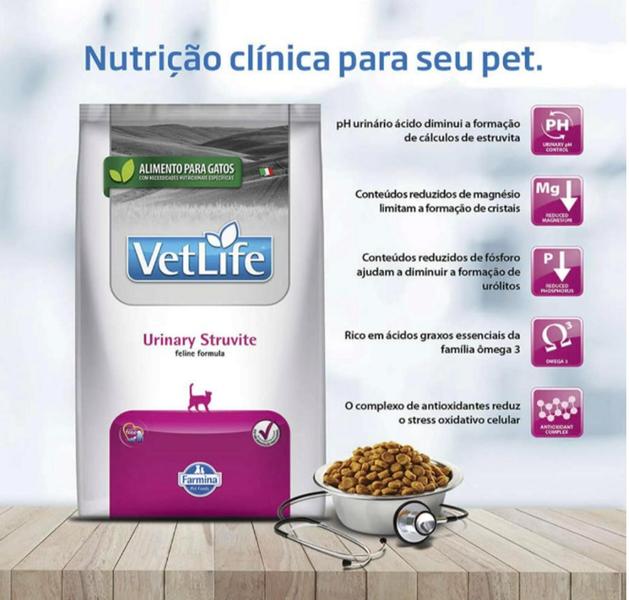 Imagem de Ração Seca Vet Life Urinary Struvite para Gatos Adultos de Todas as Raças 7,5Kg