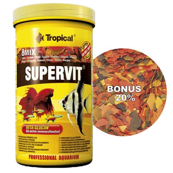Ração supervit flakes 20gr + 5gr = 25gr - Tropical Imagem de Ração supervit flakes 20gr + 5gr = 25gr