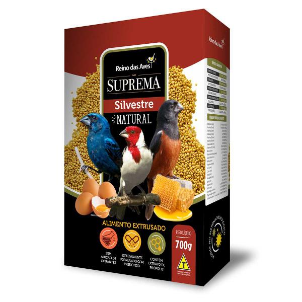 Imagem de Ração Suprema Silvestre Natural 700g Reino das Aves Galo Campina Curió Bicudo Azulão Super Premium