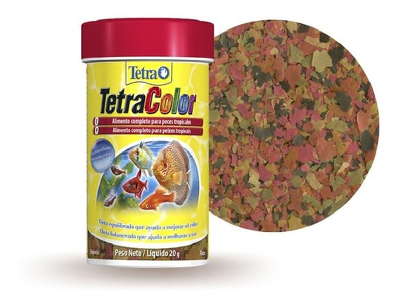 Ração Tetra Color Flakes 20g Peixes Tropicais Imagem de Ração Tetra Color Flakes 20g Peixes Tropicais