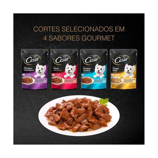 Imagem de Ração Úmida Cesar Sachê Cortes Selecionados Filé Mignon para Cães Adultos 85 g